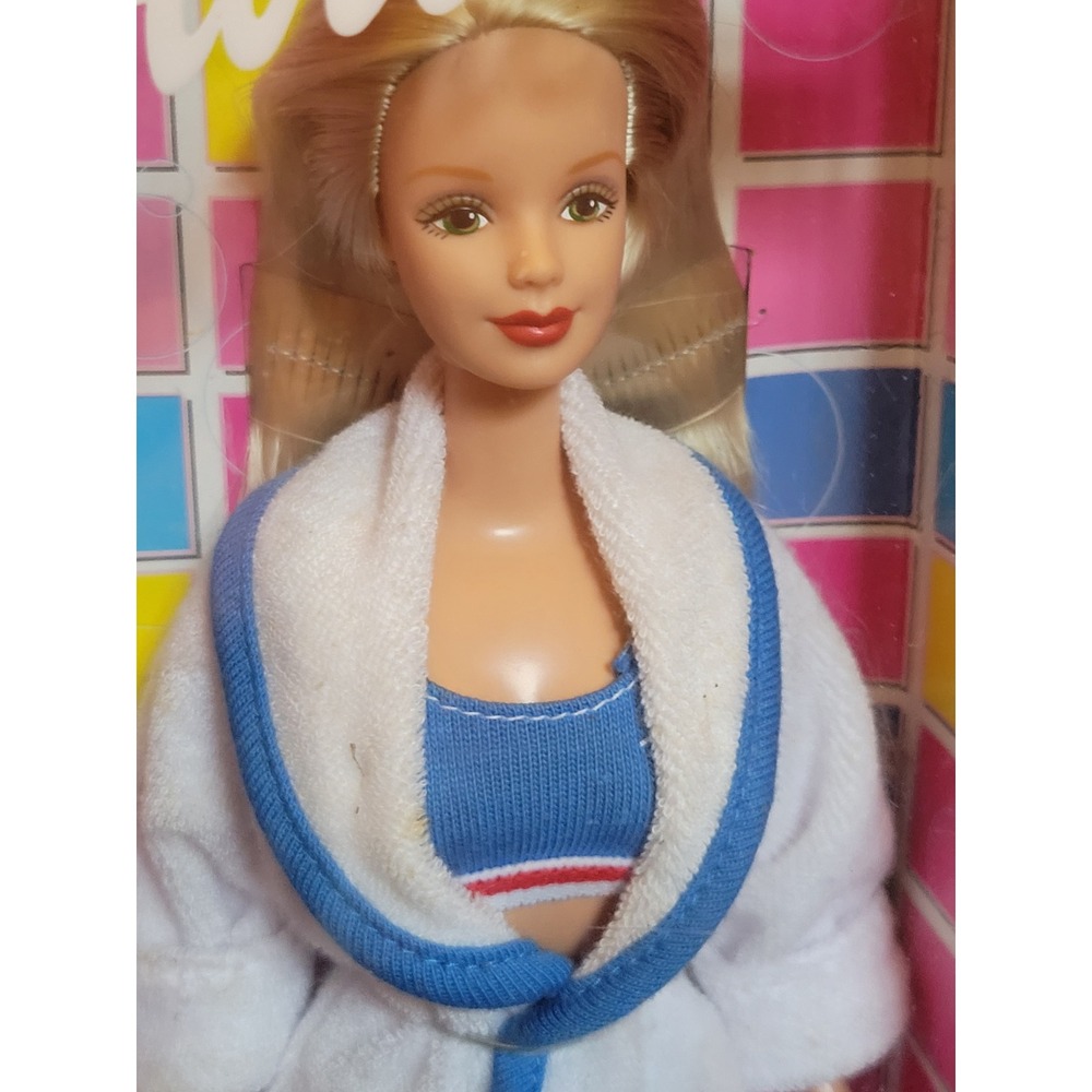 Vtg 2001 Mattel Barbie Bath Boutique Doll 29402 White Robe Bubble Bath NIB - Picture 3 of 10